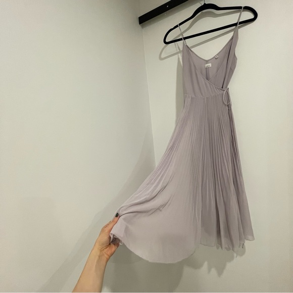 Aritzia Wilfred Beaune Pleated Mini Wrap Dress Purple Lavender XS - Picture 5 of 8